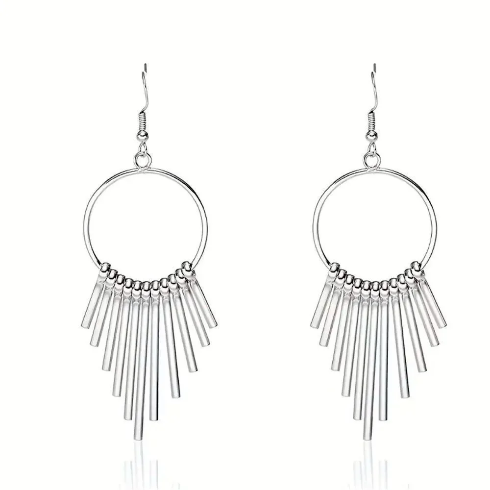 NWT CIRCULAR EARRINGS WITH METALLIC TASSELS